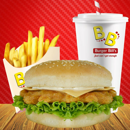 Large Chicken Burger Meal with Large Drink "PICKUP FROM BURGER BILLS VAITELE ONLY" - Samoamarket.com