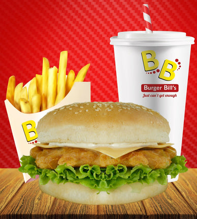 Large Chicken Burger Meal with Large Drink "PICKUP FROM BURGER BILLS VAITELE ONLY" - Samoamarket.com