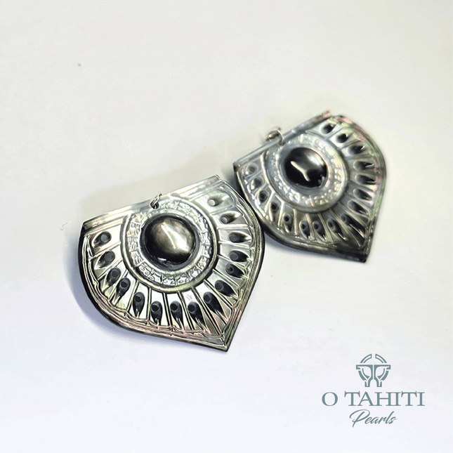 MOTHER OF PEARL DANGLING EARRINGS WITHOUT PEARLS - Samoamarket.com