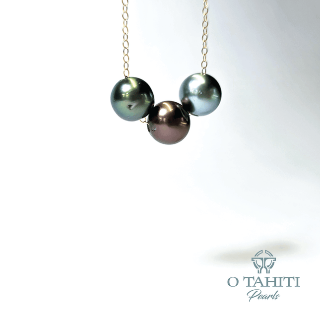 NECKLACE 14 CT GOLD FILLED WITH 3 PEARLS - Samoamarket.com