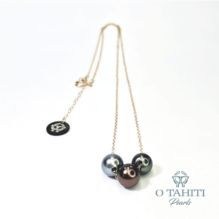 NECKLACE 14 CT GOLD FILLED WITH 3 PEARLS - Samoamarket.com
