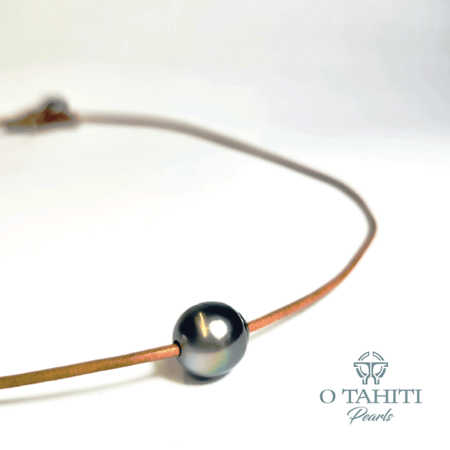 NECKLACE ADJUSTABLE LEATHER WITH TWO PEARLS - Samoamarket.com