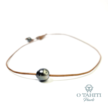 NECKLACE ADJUSTABLE LEATHER WITH TWO PEARLS - Samoamarket.com