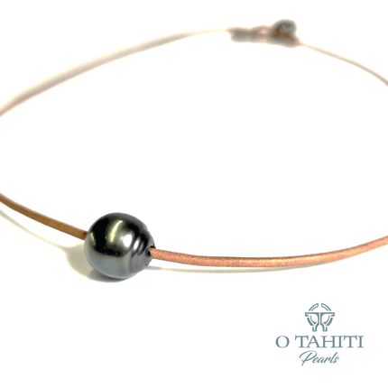 NECKLACE ADJUSTABLE LEATHER WITH TWO PEARLS - Samoamarket.com