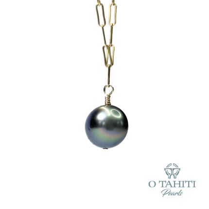 NECKLACE PAPER CLIP STYLE 14 CT GOLD FILLED WITH A PEARL - Samoamarket.com
