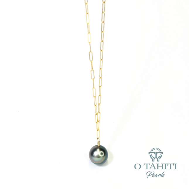 NECKLACE PAPER CLIP STYLE 14 CT GOLD FILLED WITH A PEARL - Samoamarket.com