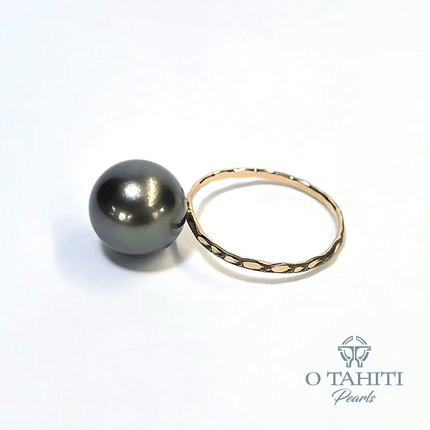 RING HAMMERED 14 CT GOLD FILLED WITH PEARL - Samoamarket.com