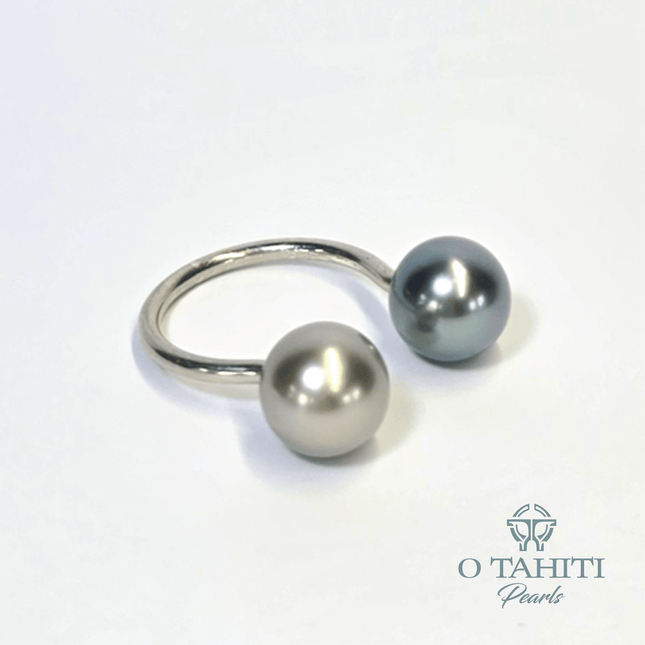 RING HINA SILVER RHODIUM COATED WITH 2 PEARLS - Samoamarket.com