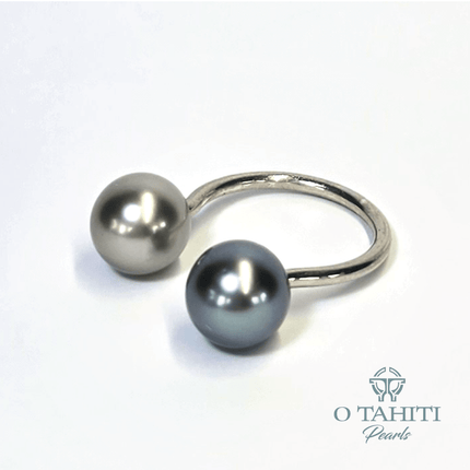 RING HINA SILVER RHODIUM COATED WITH 2 PEARLS - Samoamarket.com