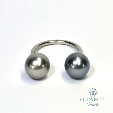 RING HINA SILVER RHODIUM COATED WITH 2 PEARLS - Samoamarket.com