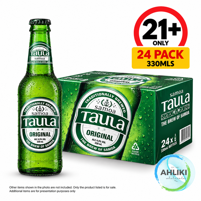 Samoa Taula Beer Original Lager Small 330mls x 24PACK 21+ ONLY "PICKUP FROM AH LIKI WHOLESALE"