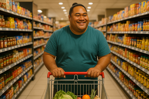 samoan person in supermarket