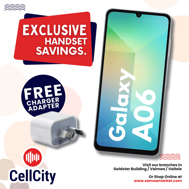 Samsung A06 - Plus FREE Charger Adaptor [PICK UP FROM CELL CITY UPOLU] - Samoamarket.com