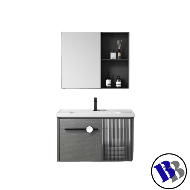 Vanity Set Aluminium Cabinet Ceramic Basin & Mirror "PICKUP FROM BLUEBIRD LUMBER & HARDWARE" - Samoamarket.com