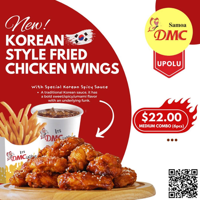 Korean Style Fried Chicken Wings Medium Combo 6pcs "PICKUP FROM DMC VAILOA, MOTOOTUA OR FUGALEI"