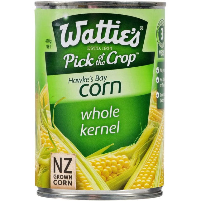 Wattie's Corn Whole Kernel 410g "PICKUP FROM FARMER JOE SUPERMARKET UPOLU ONLY" - Samoamarket.com
