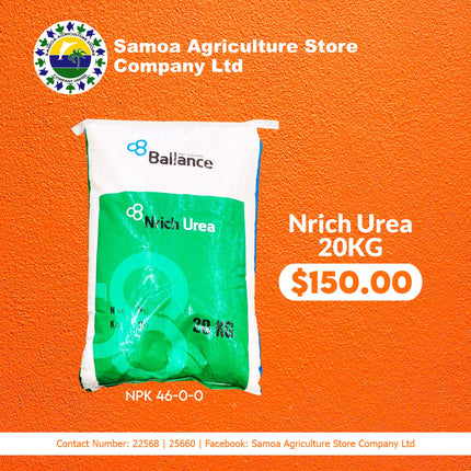 Nrich Urea 20kg "PICK UP AT SAMOA AGRICULTURE STORE CO LTD VAITELE AND SALELOLOGA SAVAII" Samoa Agriculture Store Company Ltd 