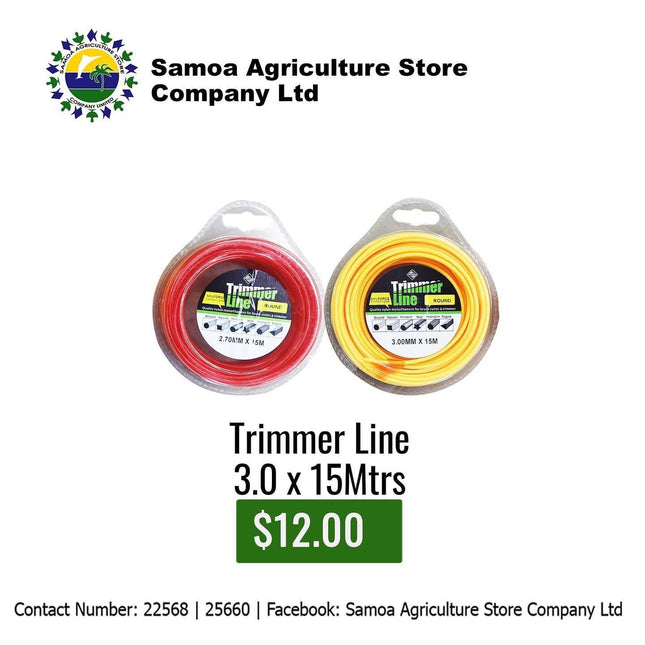 Trimmer Line 3.0 x 15mtrs "PICK UP AT SAMOA AGRICULTURE STORE CO LTD VAITELE AND SALELOLOGA SAVAII" Samoa Agriculture Store Company Ltd 