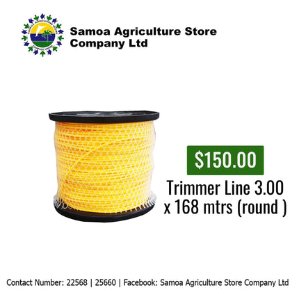 Trimmer Line 3.00 x 168mtrs (Round) "PICK UP AT SAMOA AGRICULTURE STORE CO LTD VAITELE AND SALELOLOGA SAVAII" Samoa Agriculture Store Company Ltd 