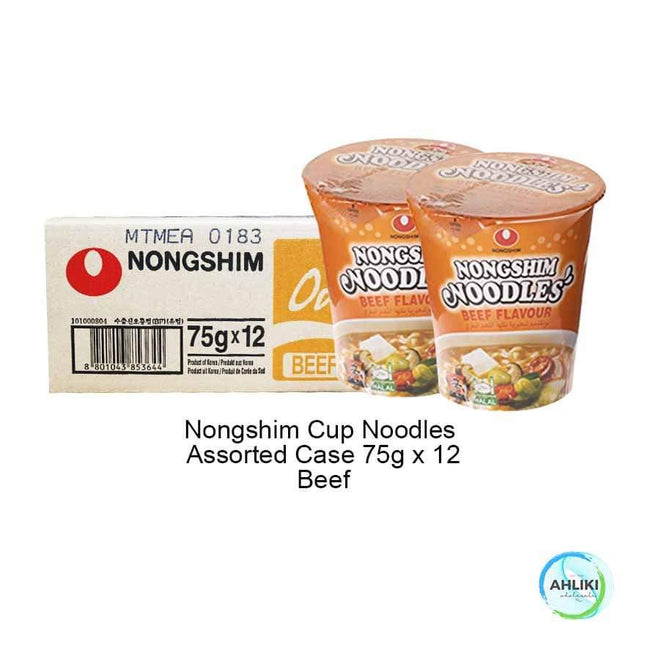 Nongshim Cup Noodles Beef 12PACK 68g-75g Assorted "PICKUP FROM AH LIKI WHOLESALE" Noodles Ah Liki Wholesale 