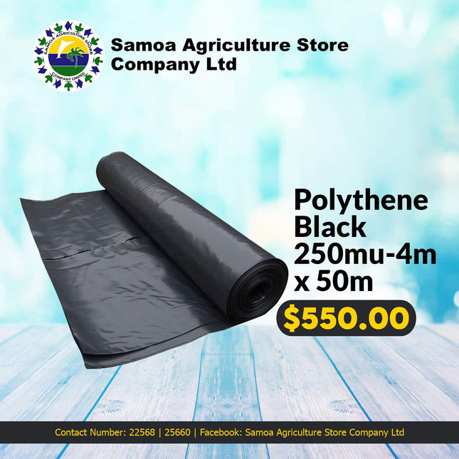 Polythene Black 250mu-4mx50m "PICK UP AT SAMOA AGRICULTURE STORE CO LTD VAITELE AND SALELOLOGA SAVAII" Samoa Agriculture Store Company Ltd 