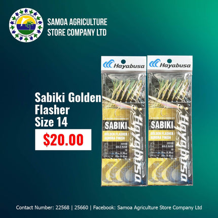 Sabiki Golden Flasher Size 14 "PICK UP AT SAMOA AGRICULTURE STORE CO LTD VAITELE AND SALELOLOGA SAVAII" Samoa Agriculture Store Company Ltd 