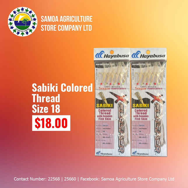 Sabiki Colored Thread Size 18 "PICK UP AT SAMOA AGRICULTURE STORE CO LTD VAITELE AND SALELOLOGA SAVAII" Samoa Agriculture Store Company Ltd 