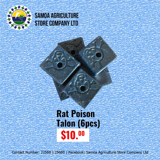 Rat Poison Talon (6pcs) "PICK UP AT SAMOA AGRICULTURE STORE CO LTD VAITELE AND SALELOLOGA SAVAII" Samoa Agriculture Store Company Ltd 