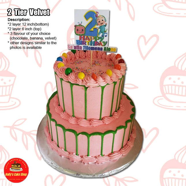 Velvet Cake 2 Tier "PICK UP AT VAITELE MARKET SHOP #R8, UPOLU" Holly's Cake Shop 