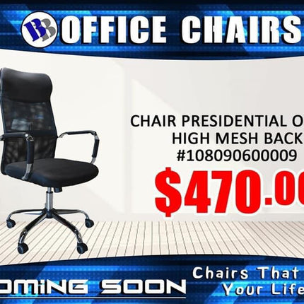 Chair Presidential Office High Mesh Back - Substitute if sold out "PICKUP FROM BLUEBIRD LUMBER & HARDWARE" homewear Bluebird Lumber 