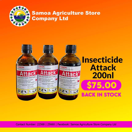 Insecticide Attack 200ml "PICK UP AT SAMOA AGRICULTURE STORE CO LTD VAITELE AND SALELOLOGA SAVAII" Samoa Agriculture Store Company Ltd 