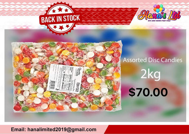 Assorted Disc Candies 2kg "PICK UP AT HANA'S LIMITED TAUFUSI" Hana's Limited 