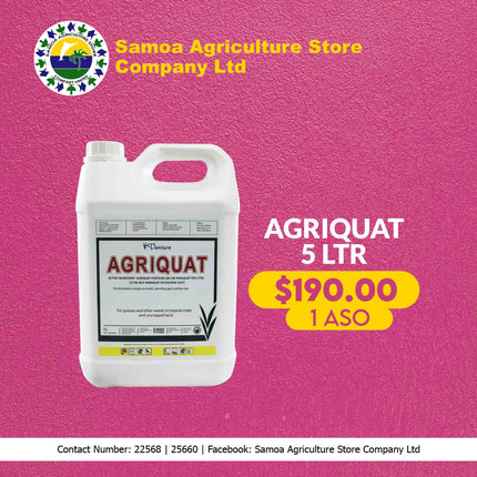 Agriquat 5Litre "PICK UP AT SAMOA AGRICULTURE STORE CO LTD VAITELE ONLY" Samoa Agriculture Store Company Ltd 