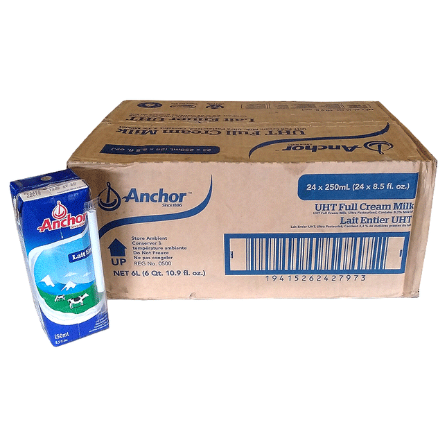 Anchor Regular Milk 24x250mls (Small Packet Milk) "PICKUP FROM AH LIKI WHOLESALE" Beverages Ah Liki Wholesale 