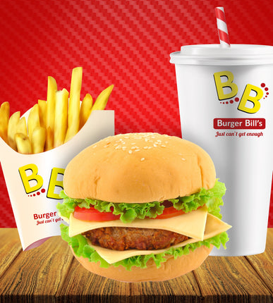 Large Billy's Burger Meal with Large Drink "PICKUP FROM BURGER BILLS VAITELE ONLY" Burger Bills Restaurant Fugalei/Vaitele 