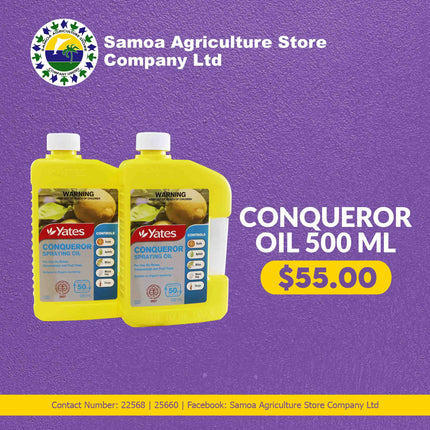 Conqueror Oil 500ml "PICK UP AT SAMOA AGRICULTURE STORE CO LTD VAITELE ONLY" Samoa Agriculture Store Company Ltd 