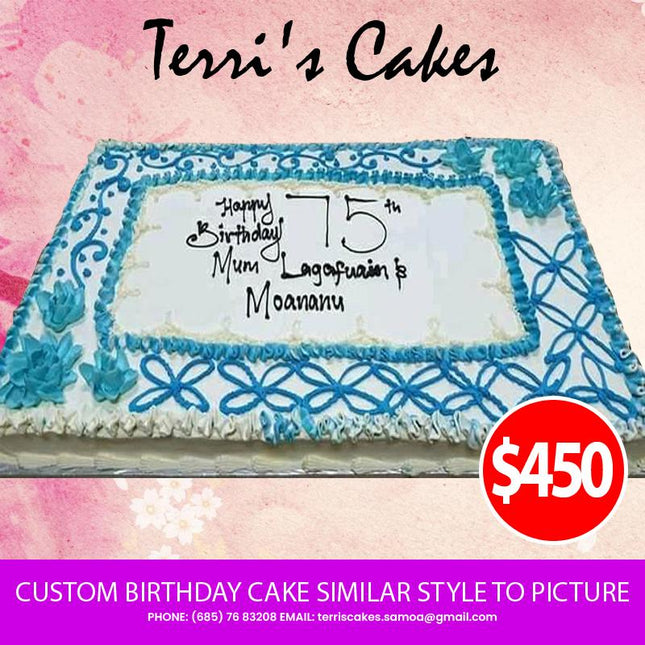 Custom Birthday Cake similar style to Picture from Terri's Cakes, Taufusi (24HRS NOTICE REQUIRED, PICKUP UPOLU ONLY) Terris Cakes, Taufusi 