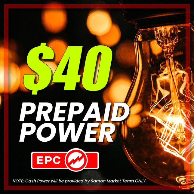 Prepaid Power Voucher - $40 Tala - Must provide Meter Number + Reg. Name to avoid delays (Supplied by Samoamarket.com, only during Working Hours) Power Vouchers 