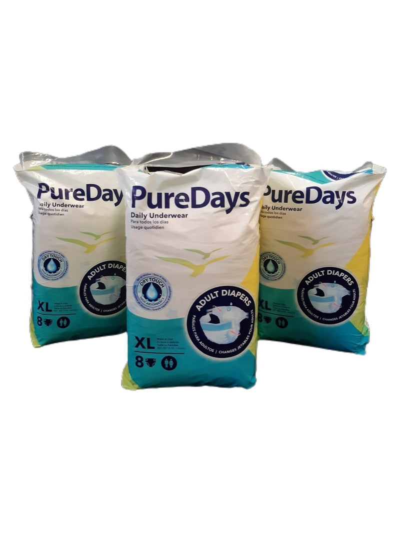 Pure Days Adult Diaper 8pcs By 3pack XL "PICKUP FROM AH LIKI WHOLESALE" Personal Hygiene Ah Liki Wholesale 