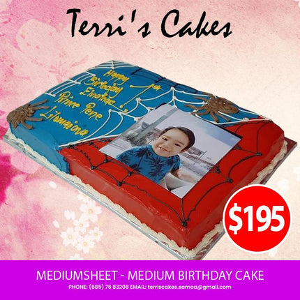 MEDIUMSHEET - Medium Birthday Cake from Terri's Cakes, Taufusi (24HRS NOTICE REQUIRED, PICKUP UPOLU ONLY) Terris Cakes, Taufusi 