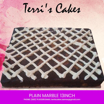 Marble Cake 13" - Plain Cake [NO DECORATIONS/NO WRITING POSSIBLE] Pickup from Terri's Cakes, Taufusi [24 hours notice required] Terris Cakes, Taufusi 
