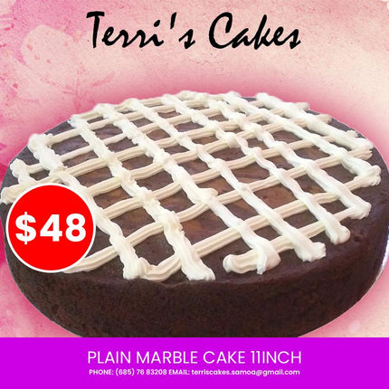 Marble Cake 11" - Plain Cake [NO DECORATIONS/NO WRITING POSSIBLE] Pickup from Terri's Cakes, Taufusi [24 hours notice required] Terris Cakes, Taufusi 