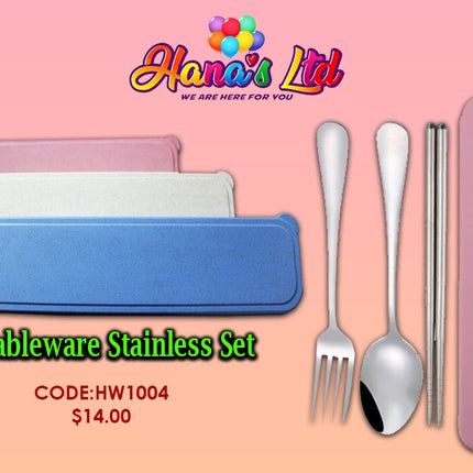Tableware Stainless Set (Code: HW1004) "PICK UP AT HANA'S LIMITED TAUFUSI" Hana's Limited 
