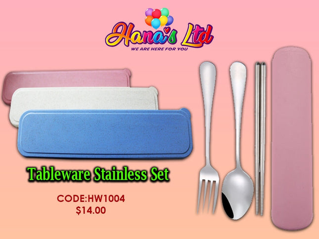 Tableware Stainless Set (Code: HW1004) "PICK UP AT HANA'S LIMITED TAUFUSI" Hana's Limited 