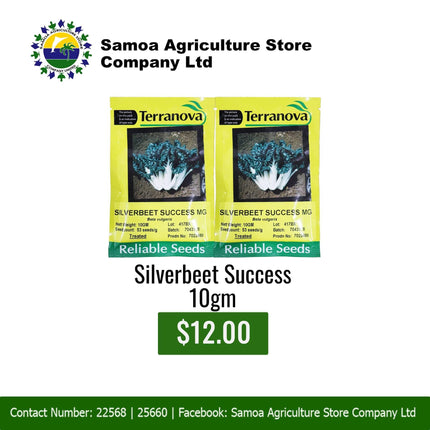Silverbeet Success 10gm "PICK UP AT SAMOA AGRICULTURE STORE CO LTD VAITELE AND SALELOLOGA SAVAII" Samoa Agriculture Store Company Ltd 