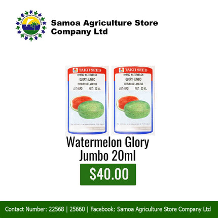 Watermelon Glory Jumbo 20ml "PICK UP AT SAMOA AGRICULTURE STORE CO LTD VAITELE AND SALELOLOGA SAVAII" Samoa Agriculture Store Company Ltd 