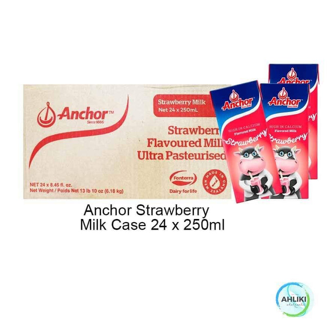 Anchor Strawberry Milk 24x250mls "PICKUP FROM AH LIKI WHOLESALE" - Samoamarket.com