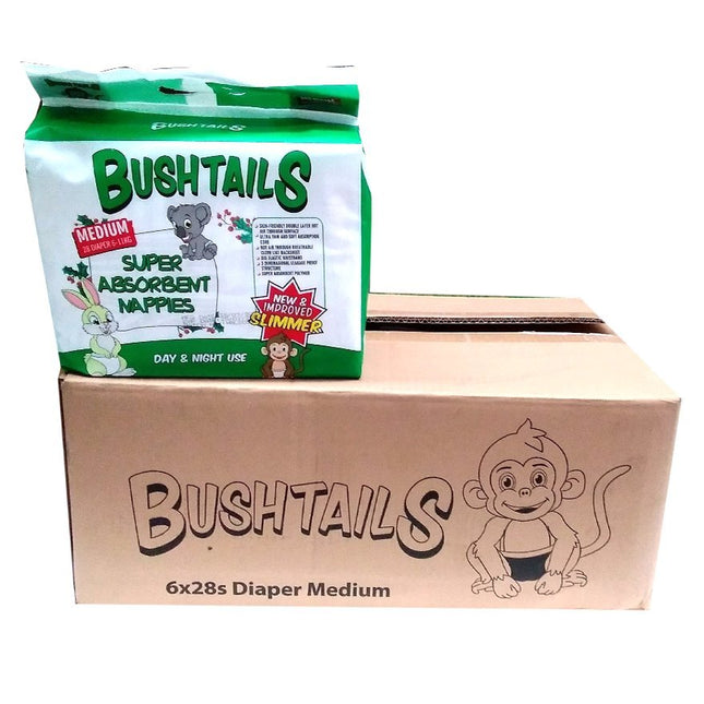 Bushtail Baby Diaper Medium 28 BY 6 6PACK [NOT AVAIL AT HQ] "PICKUP FROM AH LIKI WHOLESALE" - Samoamarket.com