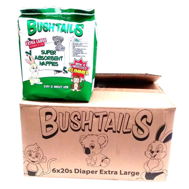 Bushtail Baby Diaper XL 20 BY 6 6PACK [NOT AVAIL AT VAITELE BRANCH] "PICKUP FROM AH LIKI WHOLESALE" - Samoamarket.com
