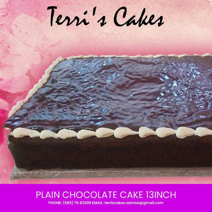 Chocolate Cake 13" - Plain Cake [NO DECORATIONS/NO WRITING POSSIBLE] Pickup from Terri's Cakes, Taufusi [24 hours notice required] - Samoamarket.com